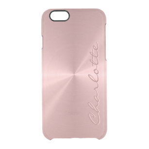 Personalised Rose Gold Metallic Radial Texture Clear iPhone 6/6S Case