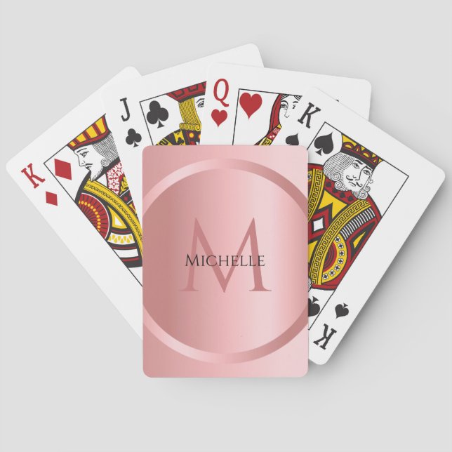 Personalised Rose Gold Monogram Elegant Template Playing Cards (Back)