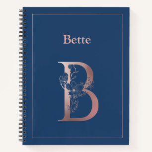 Personalised Rose Gold Monogram Initial B Notebook