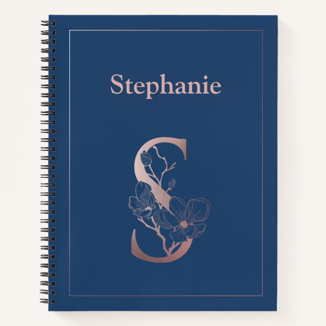 Personalised Rose Gold Monogram Initial S Notebook (Front)