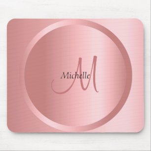Personalised Rose Gold Monogram Modern Elegant Mouse Pad