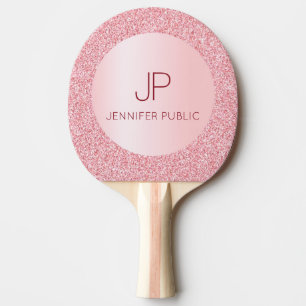 Personalised Rose Gold Monogram Modern Elegant Ping Pong Paddle