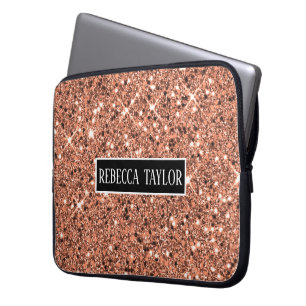 Personalised Rose Gold Monogram Name Laptop Sleeve