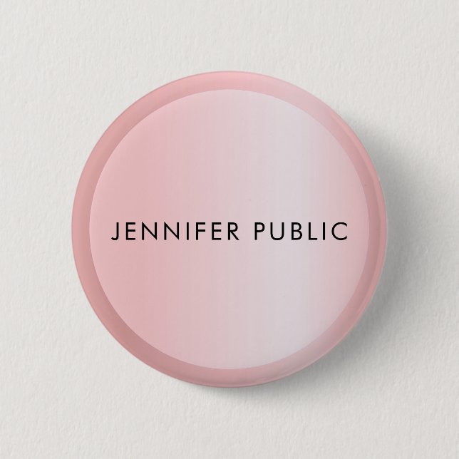 Personalised Rose Gold Monogram Template Elegant 6 Cm Round Badge (Front)