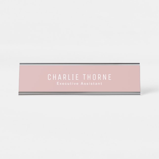 Personalised Rose Gold Name Plate for Desk (Front)