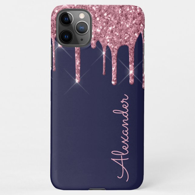 Personalised Rose Gold Navy Blu Handwritten BUDGET iPhone Case (Back)