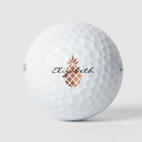 Personalised Rose Gold Pineapple Script Golf Balls