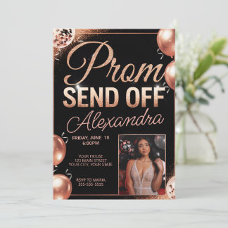 Personalised Rose Gold Prom Send Off DIY Photo Invitation