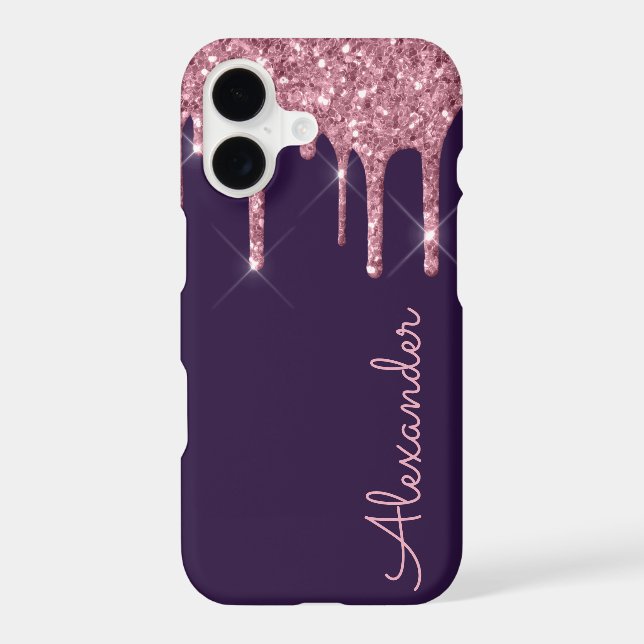 Personalised Rose Gold Purple Handwritten BUDGET iPhone Case (Back)