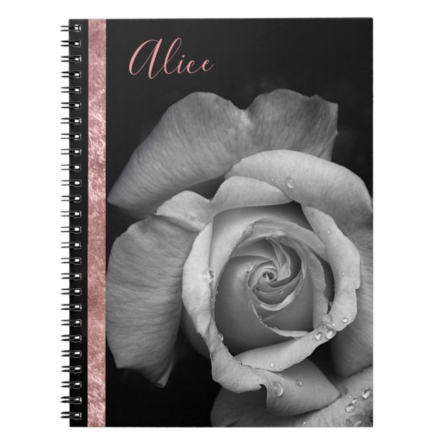 Personalised Rose Gold Rose Notebook (Front)