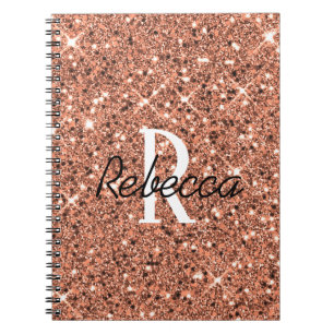 Personalised Rose Gold Sparkle Glitter Name Notebook