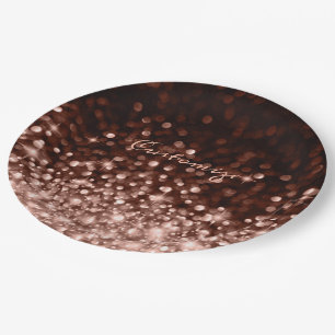 Personalised Rose Gold Sparkle Paper Plate
