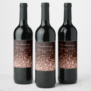Personalised Rose Gold Sparkle Wine Label