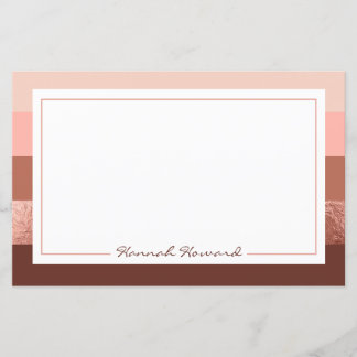 Personalised Rose Gold Striped Stationery Paper
