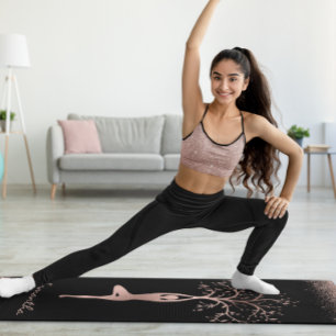 Personalised Rose Gold Tree Pose Namaste Yoga Mat