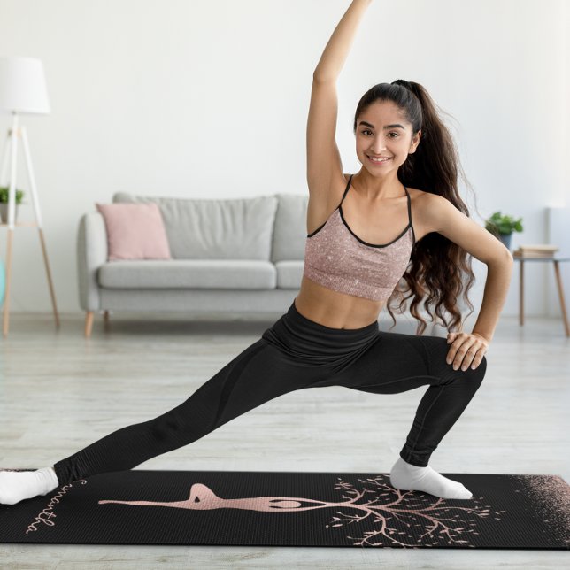 Personalised Rose Gold Tree Pose Namaste Yoga Mat (Creator Uploaded)