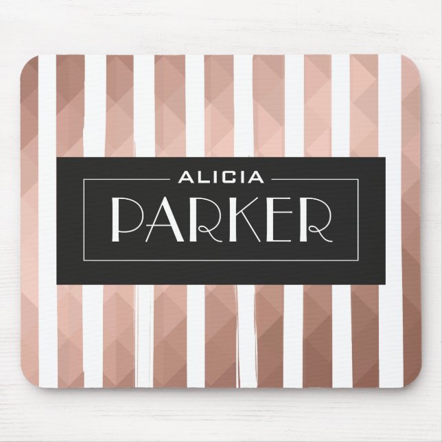 Personalised rose gold trendy chic metallic effect mouse pad (Front)