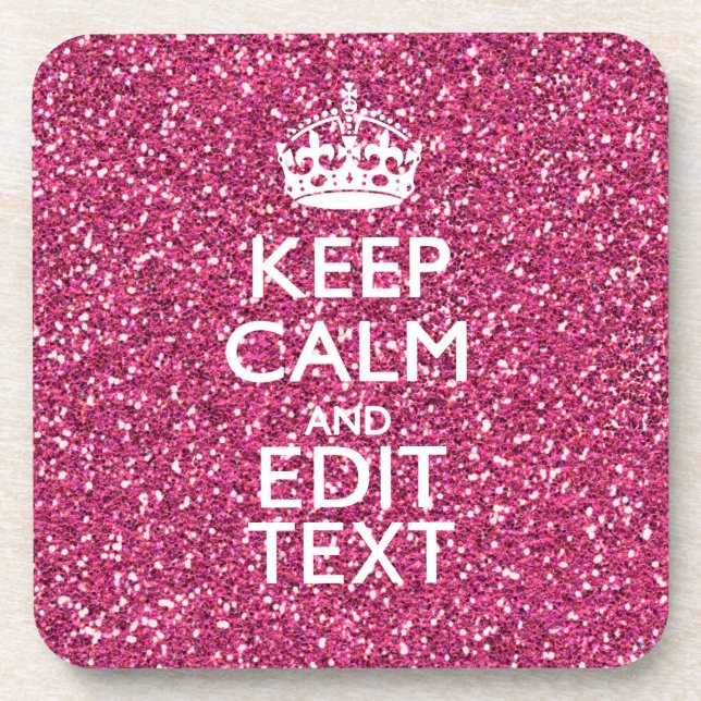 Personalised Rose Keep Calm Decor Coaster (Front)