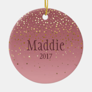 Personalised Rose Marsala Stars Design Ceramic Ornament