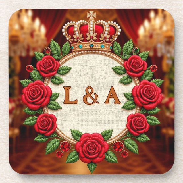 🌹 Personalised Rose Monogram Initial Decor for Wo Coaster (Front)