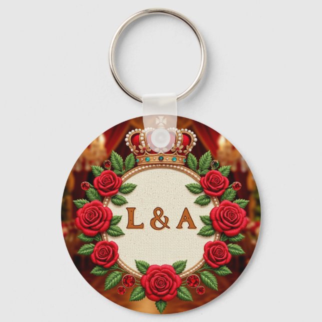 🌹 Personalised Rose Monogram Initial Decor for Wo Key Ring (Front)