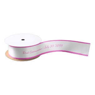 Personalised Rose Pink Religious First Communion Satin Ribbon
