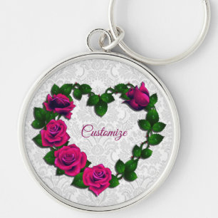 Personalised Rose Vine Heart Key Chain