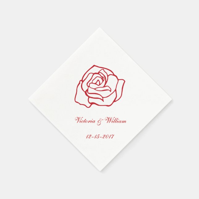 Personalised Rose Wedding Napkins (Corner)