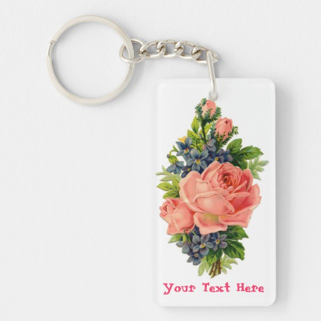Personalised Roses and Violets Keychain (Front)