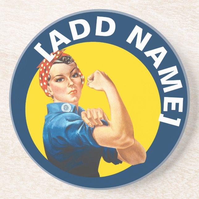 Personalised Rosie Riveter Empowerment Coaster (Front)