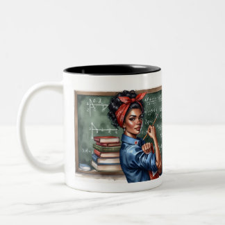 Personalised Rosie the Riveter Teacher Two-Tone Coffee Mug