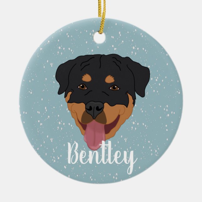 Personalised Rottweiler Christmas  Ceramic Ornament (Front)