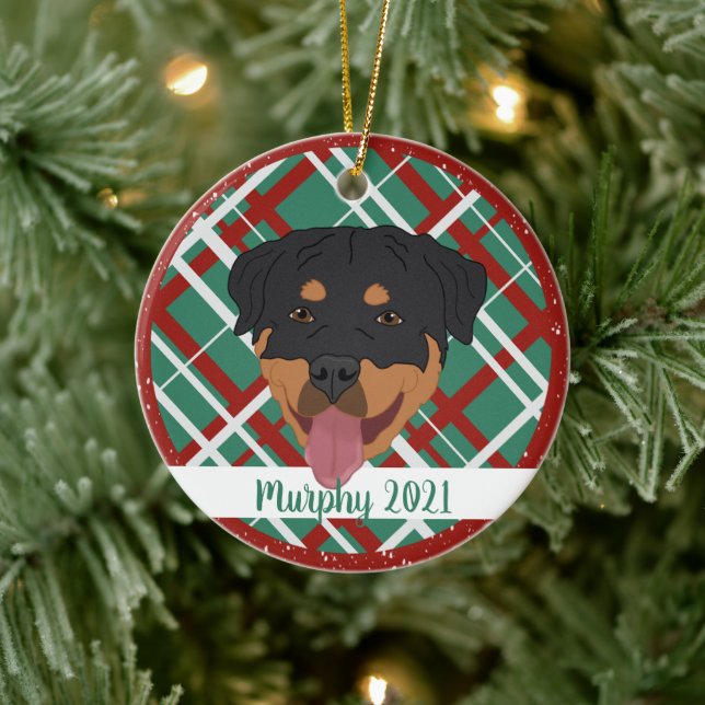 Personalised Rottweiler Christmas Ceramic Ornament (Tree)