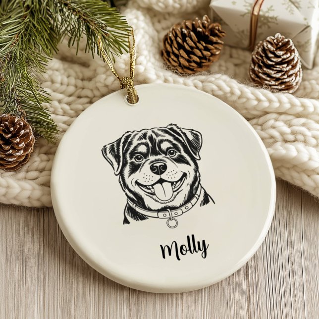 Personalised Rottweiler Dog Christmas Ceramic Ornament (Creator Uploaded)