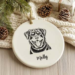 Personalised Rottweiler Dog Christmas Ceramic Ornament