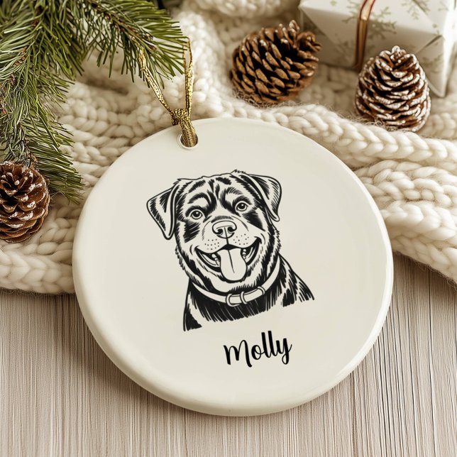 Personalised Rottweiler Dog Christmas Ceramic Ornament (Creator Uploaded)