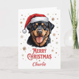 Personalised Rottweiler Dog Merry Christmas Card