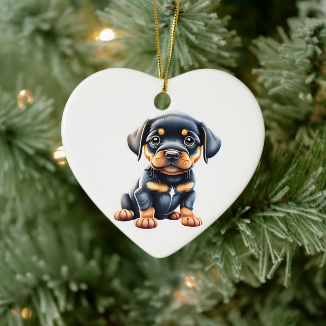 Personalised Rottweiler Puppy Ceramic Ornament (Tree)