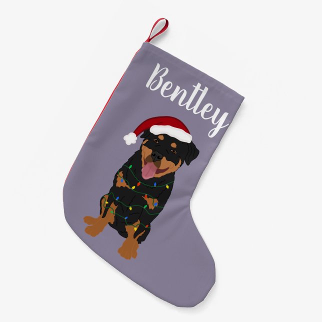 Personalised Rottweiler Small Christmas Stocking (Front (Hanging))