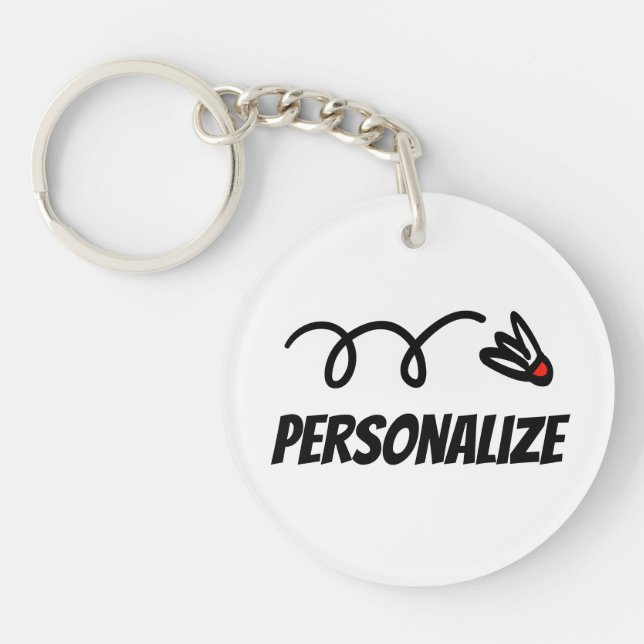 Personalised round acrylic badminton keychain (Front)