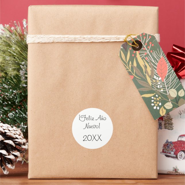 Personalised Round Black & White Stickers (Holiday)