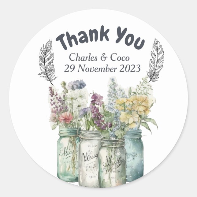Personalised Round Circle Flora Classic Round Sticker (Front)
