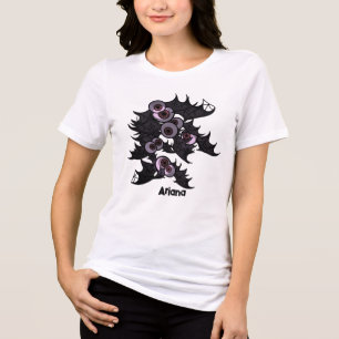 Personalised Round-Eyed Spooky Cute Bats Tri-Blend Shirt