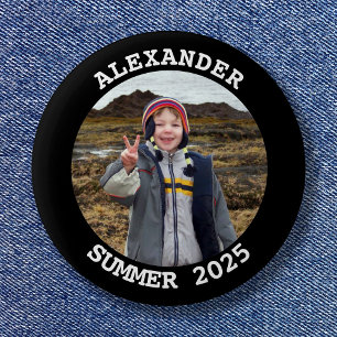 Personalised Round Family Photo Black 6 Cm Round Badge