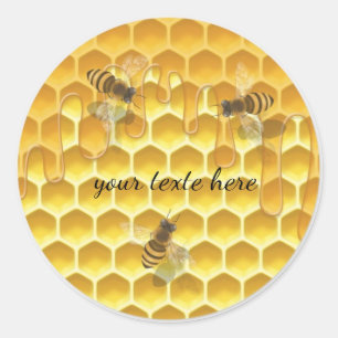 Personalised Round Honeycomb Bee Sticker Custom