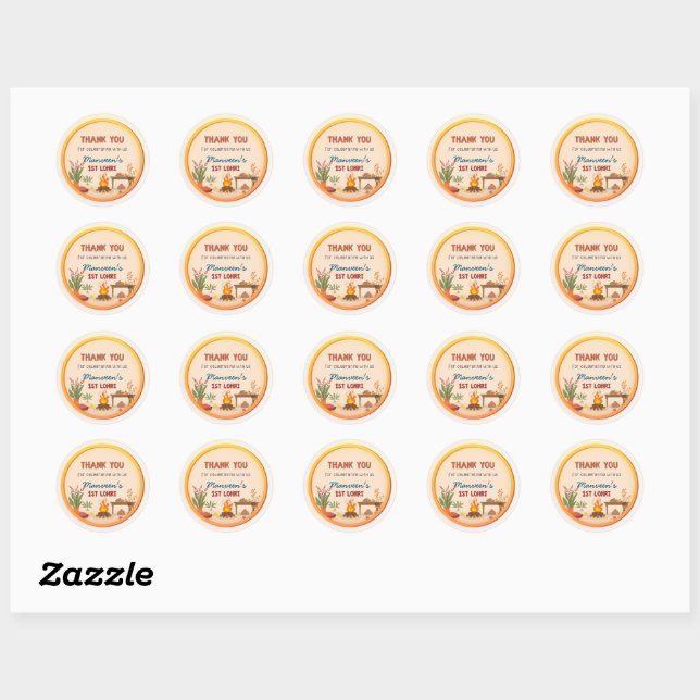 Personalised round Lohri-themed Sticker (Sheet)