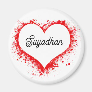 personalised Round Magnet of heart Shape