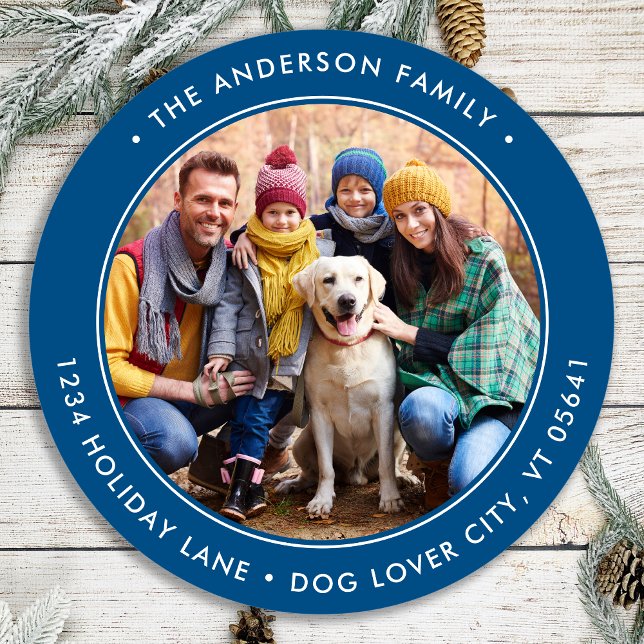 Personalised Round Photo Return Address Classic Round Sticker (Creator Uploaded)