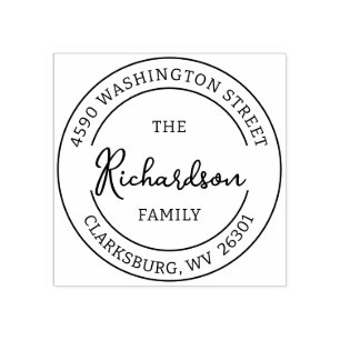 Personalised Round Return Address Rubber Stamp