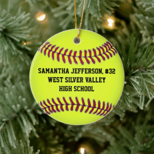Personalised Round Softball Sports Ornament